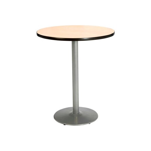 KFI 42" Round Bar Height Restaurant Table, Natural Table/Silver Base